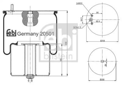 Баллон пневматической рессоры FEBI BILSTEIN 20501