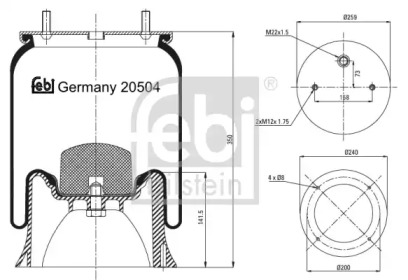 Баллон пневматической рессоры FEBI BILSTEIN 20504