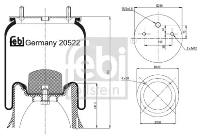 Баллон пневматической рессоры FEBI BILSTEIN 20522