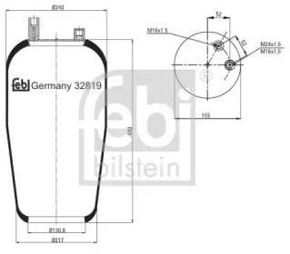 Баллон пневматической рессоры FEBI BILSTEIN 32819