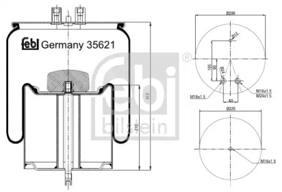 Баллон пневматической рессоры FEBI BILSTEIN 35621