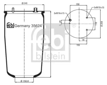 Баллон пневматической рессоры FEBI BILSTEIN 35624