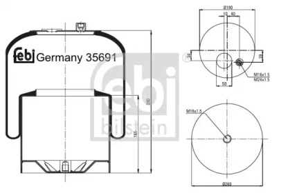 Баллон пневматической рессоры FEBI BILSTEIN 35691