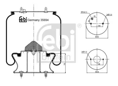 Баллон пневматической рессоры FEBI BILSTEIN 35694