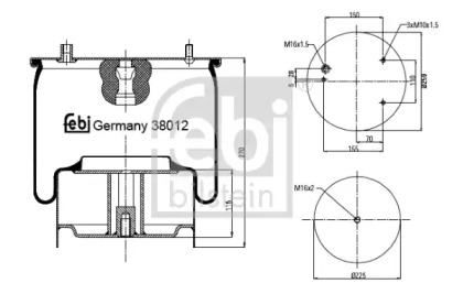 Баллон пневматической рессоры FEBI BILSTEIN 38012