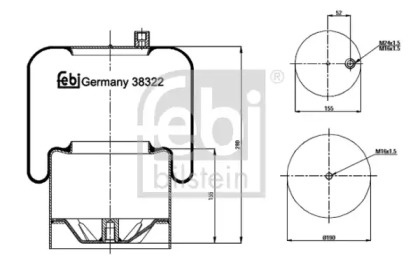 Баллон пневматической рессоры FEBI BILSTEIN 38322