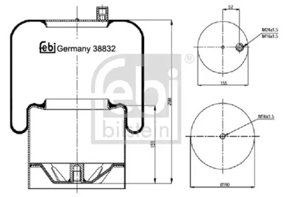 Баллон пневматической рессоры FEBI BILSTEIN 38832