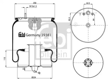 Баллон пневматической рессоры FEBI BILSTEIN 39381