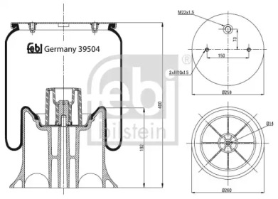 Баллон пневматической рессоры FEBI BILSTEIN 39504