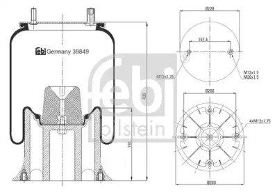 Баллон пневматической рессоры FEBI BILSTEIN 39849