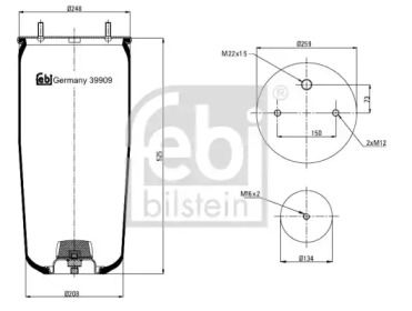 Баллон пневматической рессоры FEBI BILSTEIN 39909