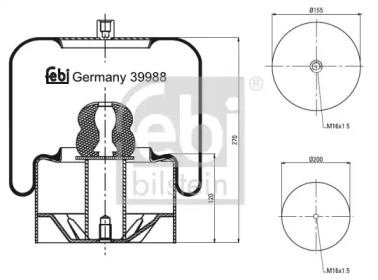 Баллон пневматической рессоры FEBI BILSTEIN 39988