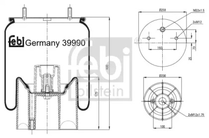 Баллон пневматической рессоры FEBI BILSTEIN 39990