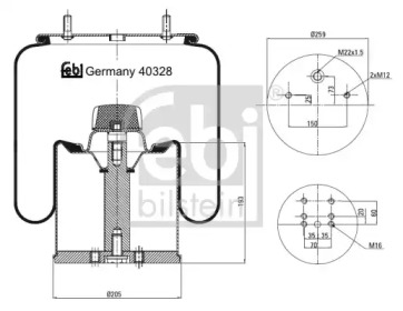 Баллон пневматической рессоры FEBI BILSTEIN 40328