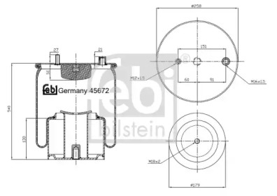 Баллон пневматической рессоры FEBI BILSTEIN 45672