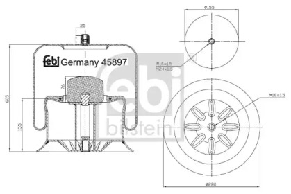 Баллон пневматической рессоры FEBI BILSTEIN 45897