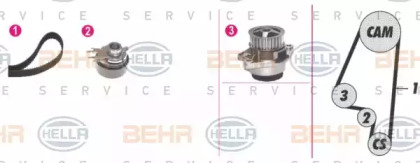 Комплект водяного насоса / зубчатого ремня BEHR HELLA SERVICE 8MP 376 800-891