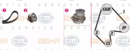 Комплект водяного насоса / зубчатого ремня BEHR HELLA SERVICE 8MP 376 805-891