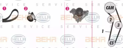 Комплект водяного насоса / зубчатого ремня BEHR HELLA SERVICE 8MP 376 808-891