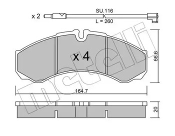 Комплект тормозных колодок METELLI 22-0212-7K