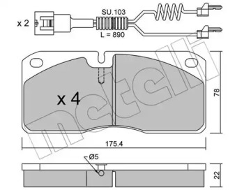 Комплект тормозных колодок METELLI 22-0269-3K