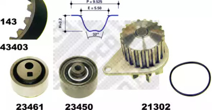 Комплект водяного насоса / зубчатого ремня MAPCO 41403