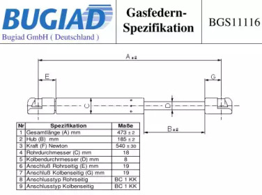 Газовая пружина BUGIAD BGS11116