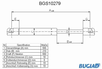 Газовая пружина BUGIAD BGS10279