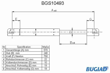 Газовая пружина BUGIAD BGS10493