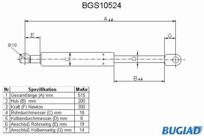 Газовая пружина BUGIAD BGS10524