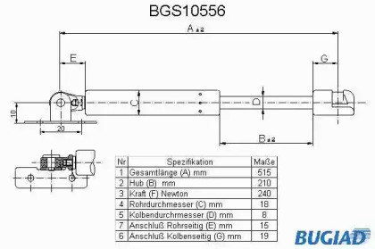 Газовая пружина BUGIAD BGS10556