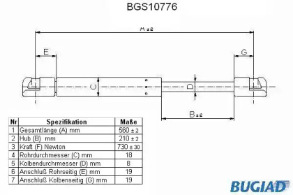 Газовая пружина BUGIAD BGS10776