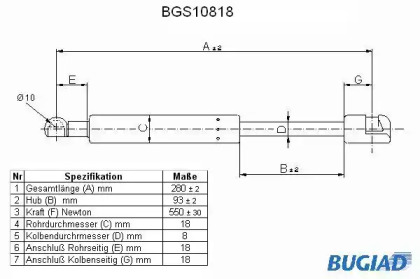 Газовая пружина BUGIAD BGS10818