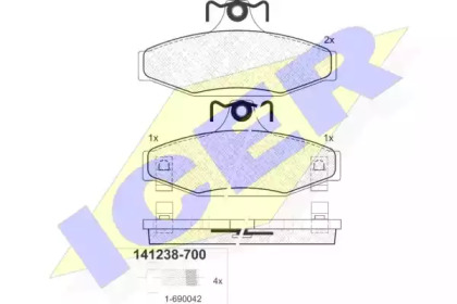 Комплект тормозных колодок ICER 141238-700