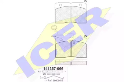 Комплект тормозных колодок ICER 141357-066