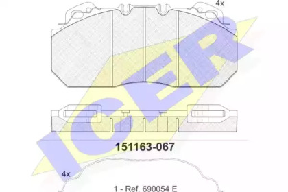 Комплект тормозных колодок ICER 151163-067