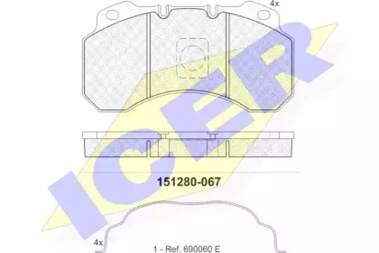 Комплект тормозных колодок ICER 151280-067