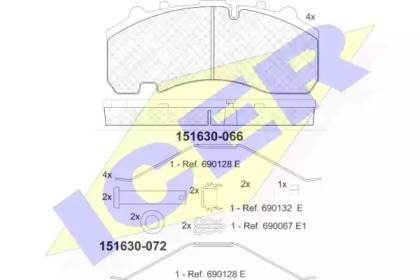 Комплект тормозных колодок ICER 151630-066