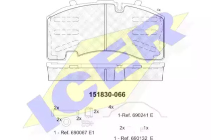 Комплект тормозных колодок ICER 151830-066