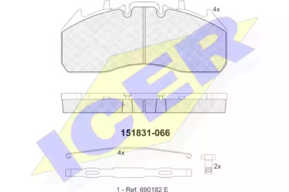 Комплект тормозных колодок ICER 151831-066