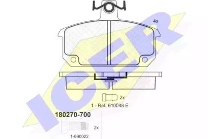 Комплект тормозных колодок ICER 180270-700