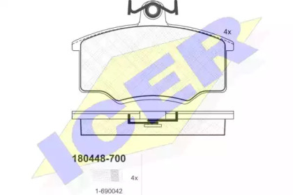 Комплект тормозных колодок ICER 180448-700