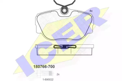 Комплект тормозных колодок ICER 180766-700