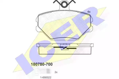 Комплект тормозных колодок ICER 180780-700