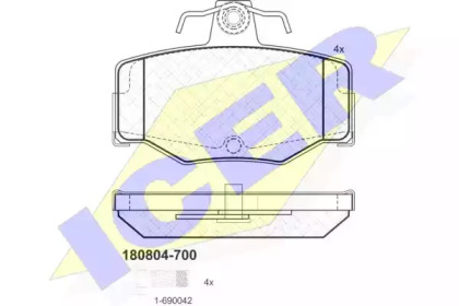 Комплект тормозных колодок ICER 180804-700