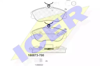 Комплект тормозных колодок ICER 180873-700