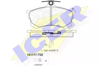 Комплект тормозных колодок ICER 181117-700