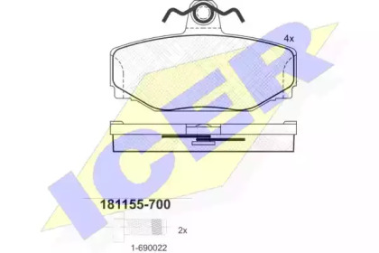 Комплект тормозных колодок ICER 181155-700