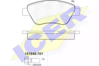 Комплект тормозных колодок ICER 181648-701