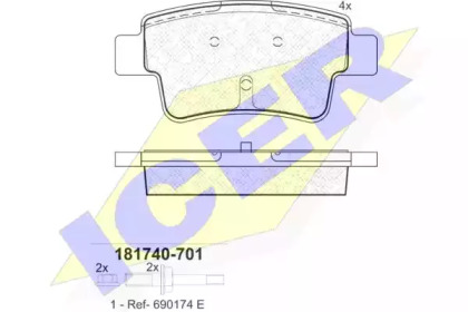 Комплект тормозных колодок ICER 181740-701